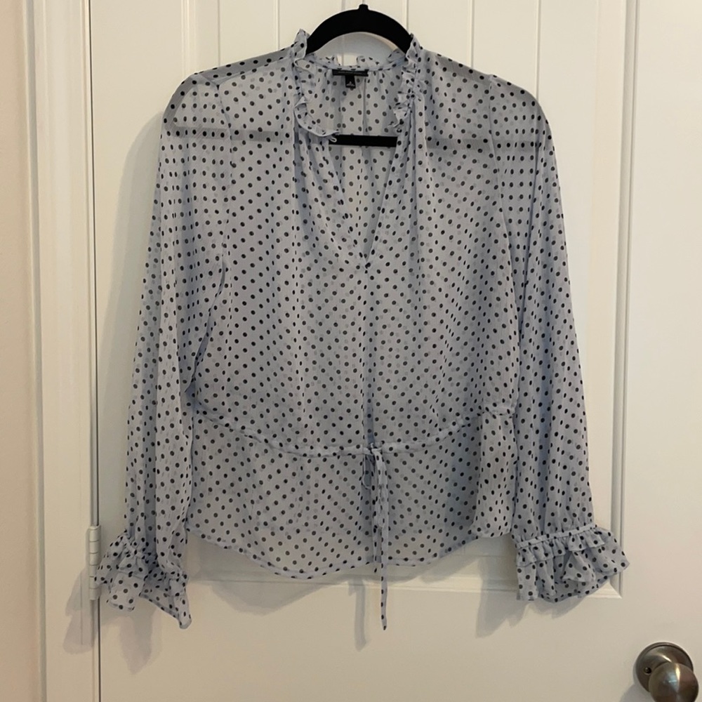 Blue sheer polka dot blouse